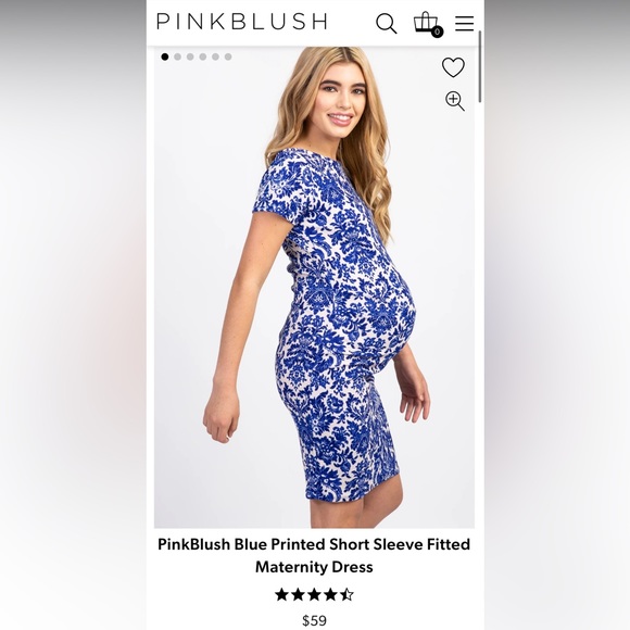 Pink Blush Blue Printed Fitted Maternity Dress size Small - Picture 3 of 4